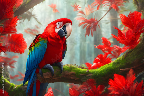 red and yellow macaw photo