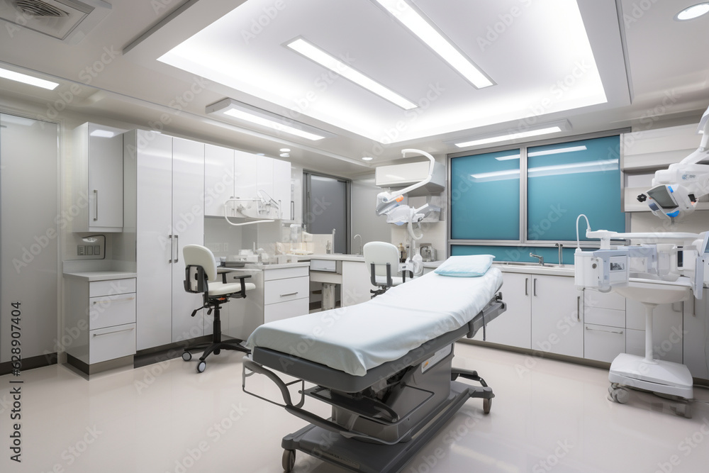 Sterile white walls and gleaming tile floors create a pristine and hygienic environment, while strategically placed surgical lights ensure the surgical field is well-illuminated, l Generative AI Sterile white walls and gleaming tile floors create a pristine and hygienic environment, while strategically placed surgical lights ensure the surgical field is well-illuminated, l Generative AI