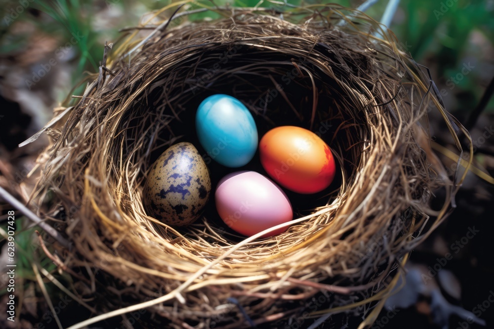 Obraz premium Colorful Easter Eggs in a Nest