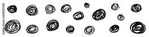 Abstract hand-drawn doodle featuring brush lines, pencil strokes, squiggles, and swirls. texture circles. Artistic scribble design. Flat vector illustrations isolated on white background.