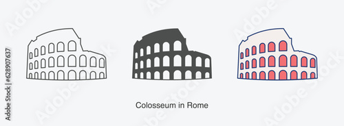 Colosseum in Rome icon in different style vector illustration. Colosseum in Rome vector icons designed filled, outline, line and stroke style for mobile concept and web design. 