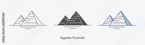 Egyptian Pyramids icon in different style vector illustration. Egyptian Pyramids vector icons designed filled, outline, line and stroke style for mobile concept and web design. 
