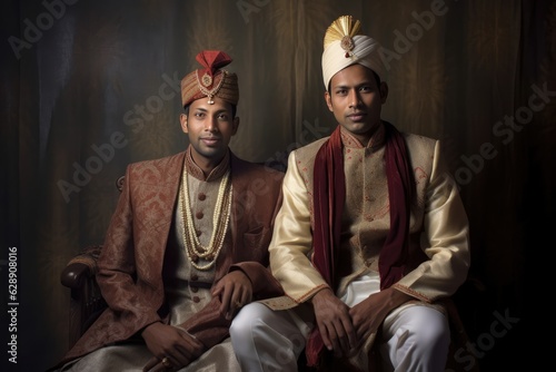 The Two Indian Men Wearing Suits and Turbans Fictional Character Created By Generative AI