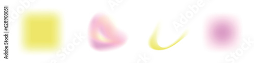 Y2K aura-inspired blur with gradient shapes in pink aesthetic. Elements, lines and circles glowing . Flat vector illustrations isolated on white background.
