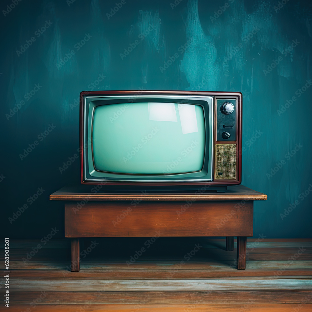 Vintage 90s Concepts: Retro Old Television on Background
