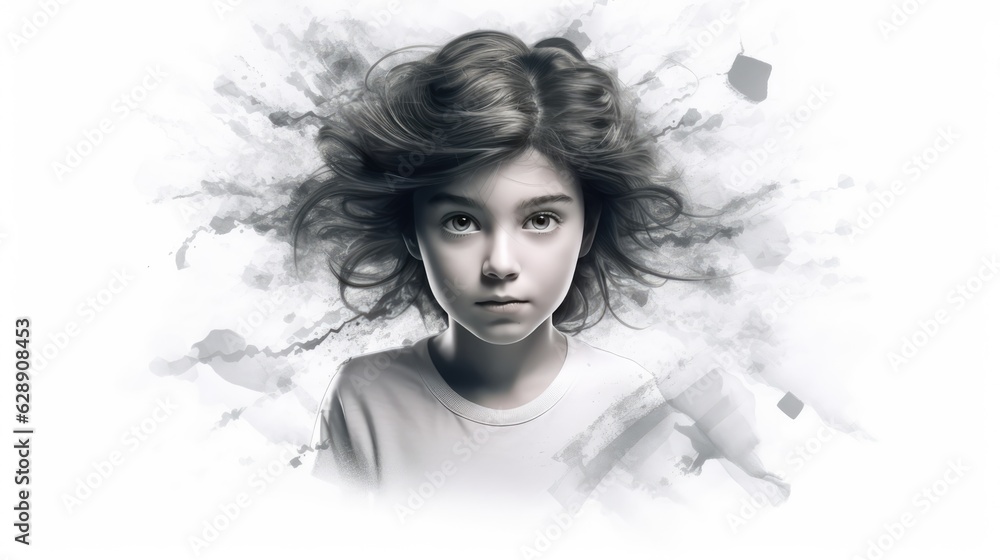 Fototapeta premium Enigmatic Little Girl Fictional Character Created By Generative AI
