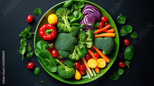 Colorful vegetable plate , Background, Food Photography, Generative Ai