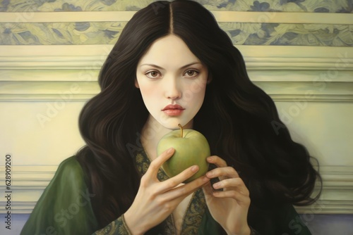 Wallpaper Mural Femme Fatale with a Golden Apple Fictional Character Created By Generative AI Torontodigital.ca