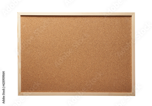 Blank cork board mock up on isolated white background for memo or notice board photo
