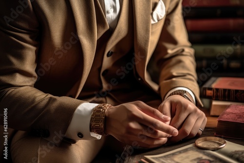 A Well-dressed Man Sorting Through Money Fictional Character Created By Generative AI