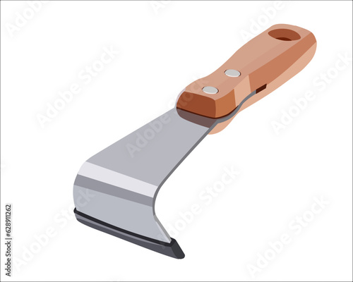 Vector Illustration Felled Draw Shave Knife Straight Drawing Woodworking Tool Log Debarker Bark Peeler Bark Stripping, Peeler Bark Removal Crack Weeder isolated on white background. Carpentry tools
