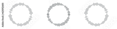 Sound Wave Collection. Play rhythm with audio bars, voice messages, and radio icons. A symphony of music in vector form. Flat illustrations isolated on white background.