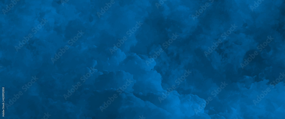 Blue vector watercolor art background with clouds and sky. Hand drawn vector texture. Blue heaven. Watercolour banner. Abstract template for flyers, cards, poster, cover or design interior.