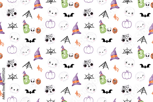 Fototapeta Naklejka Na Ścianę i Meble -  Cute Halloween, Halloween Background, watercolor style, patterns, halloween pattern, halloween patterns, seamless pattern