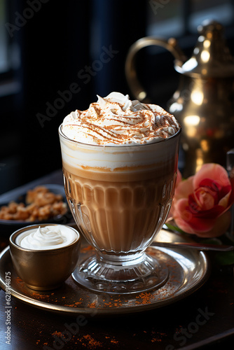 Detailed Texture of Cappuccino Foam, a Testament to the Skill of Coffee Preparation - Generative AI