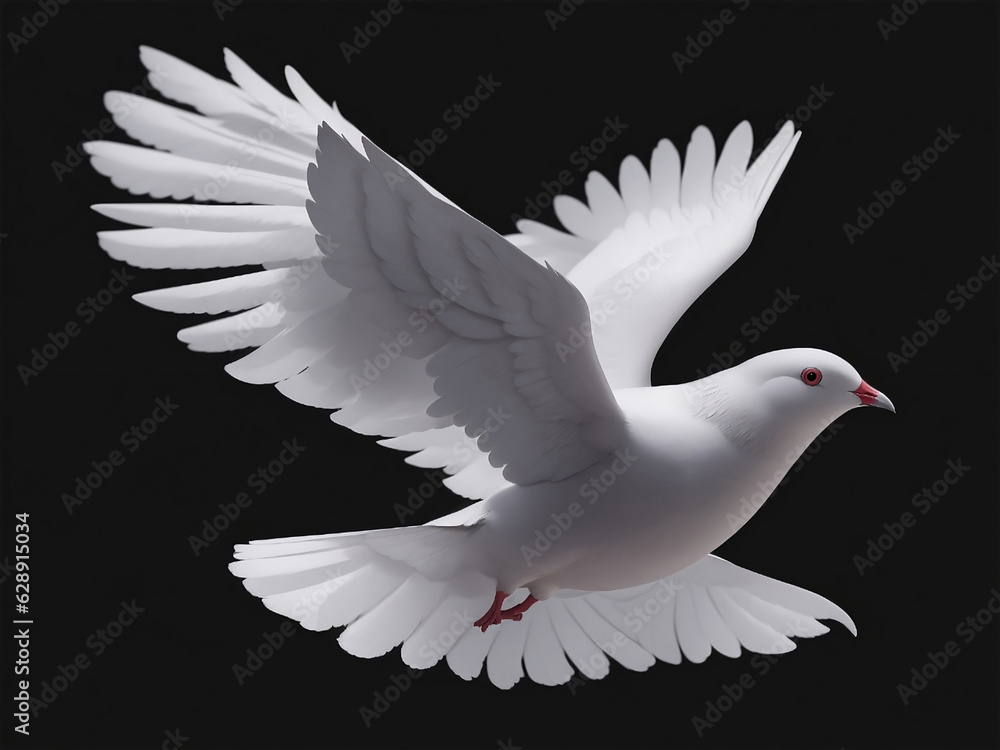 Fototapeta premium White dove on black background isolated and vertical image. generative ai