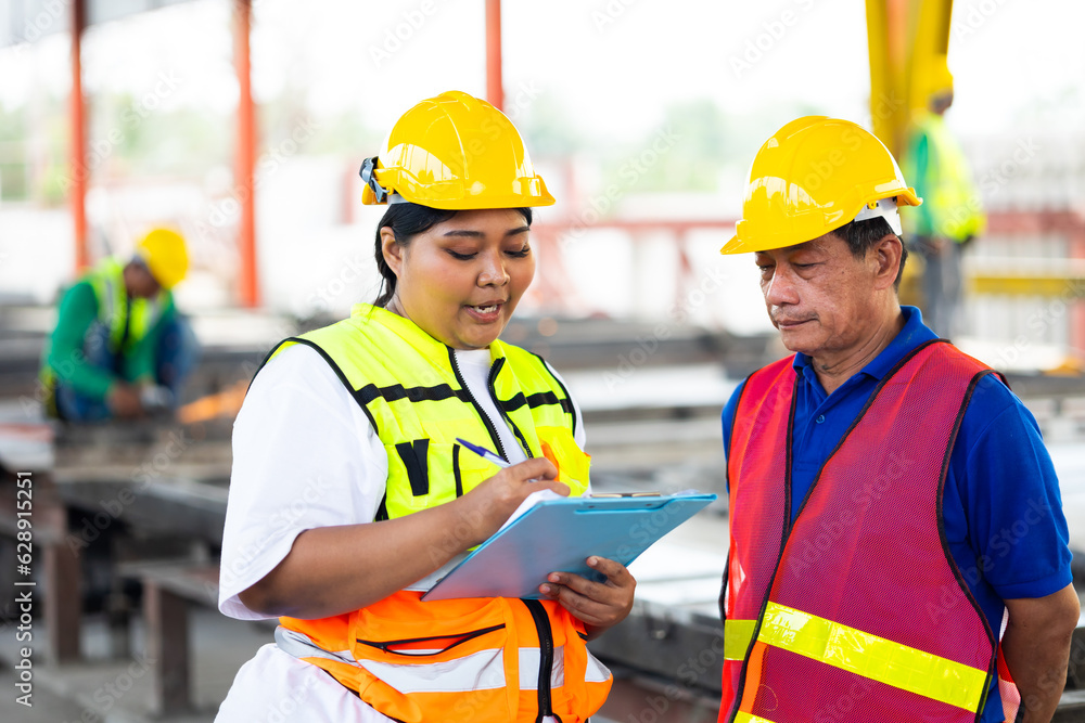 Senior Asian Man Factory Manager Specialists Engineering Female And