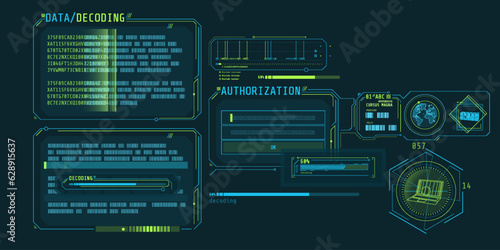 Data decoding program screen with authorization window.