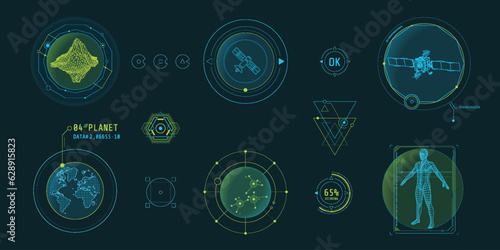 Design elements for infographic of data communication.
