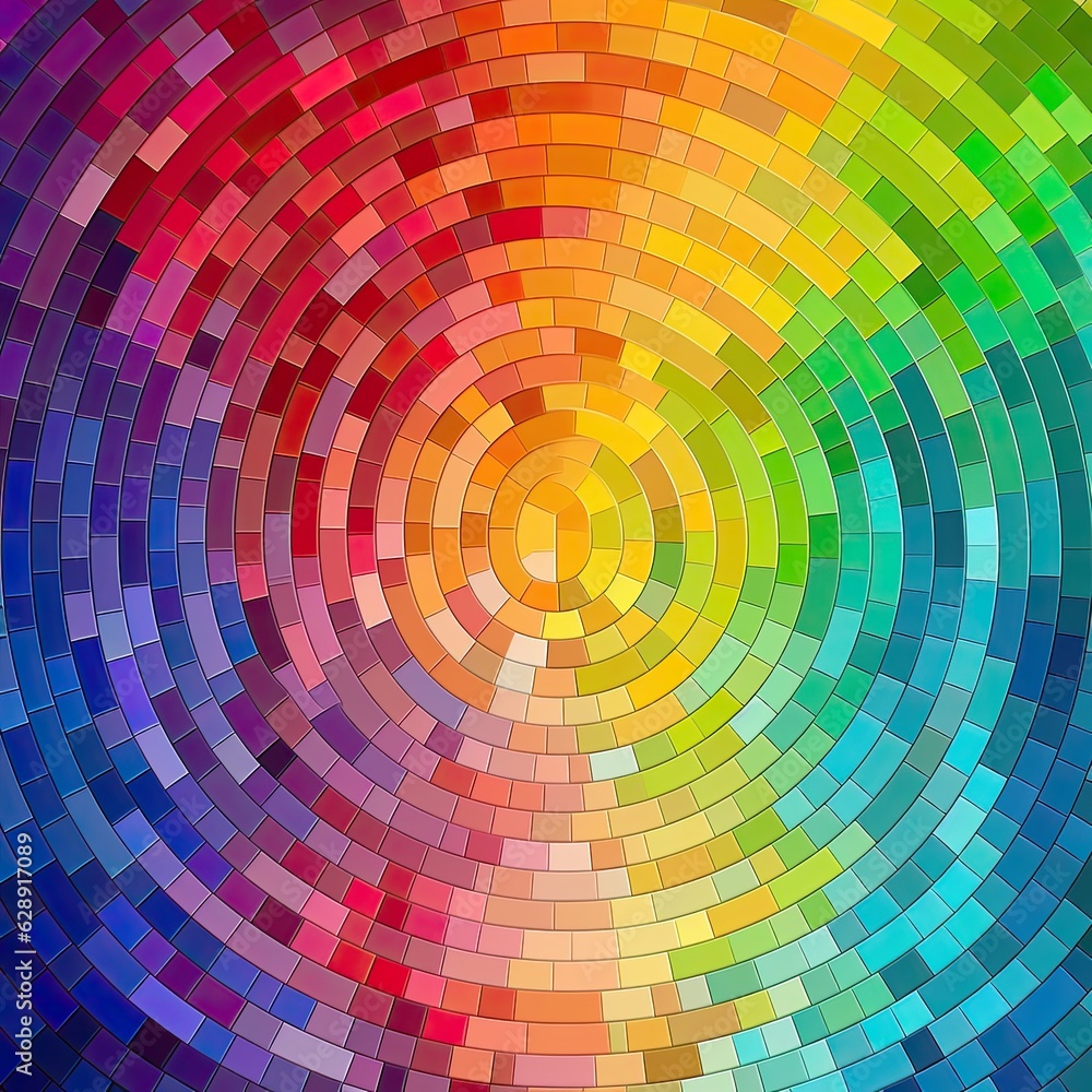 A colorful plastic lid mosaic tile pattern generative AI A colorful plastic lid mosaic tile pattern generative AI