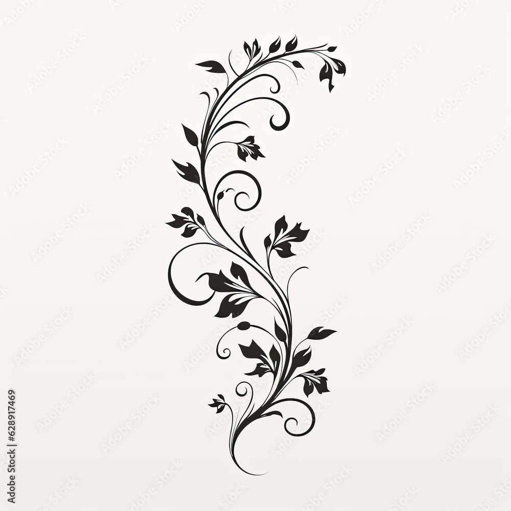 A hand drawn floral divider with vines and leaves generative AI A hand drawn floral divider with vines and leaves generative AI