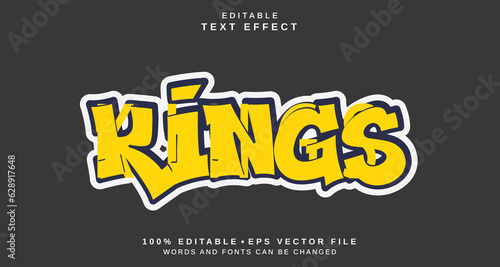 Editable text style effect - kings text style theme.
