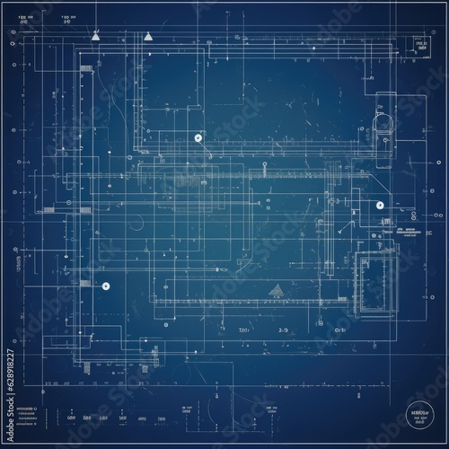 A photo overlay paper texture of old blueprint graph background generative AI