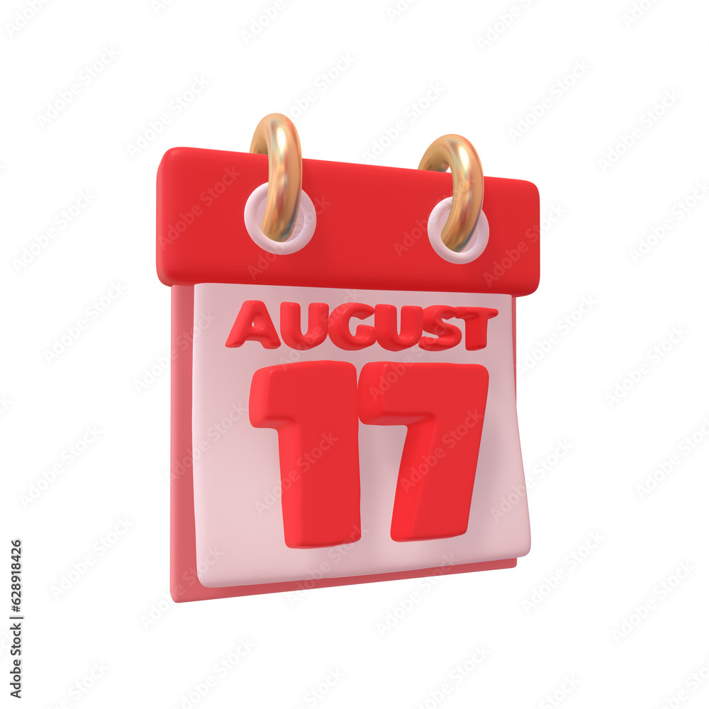 Independence Day Calendar 3D Icon Commemorating 17th August in Indonesia Independence Day Calendar 3D Icon Commemorating 17th August in Indonesia