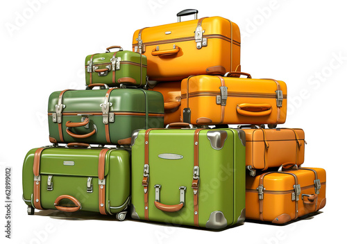 Pile of baggage isolated on...