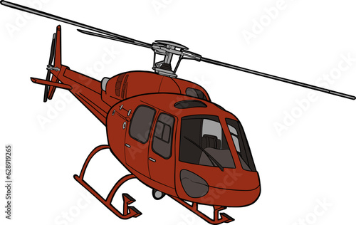 a red helicopter transportation vehicle 