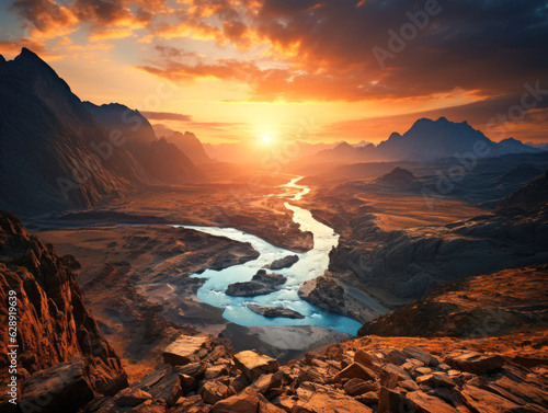 Amazing Sunrise at Majestic Sinai Mountain,  peak Generative AI.