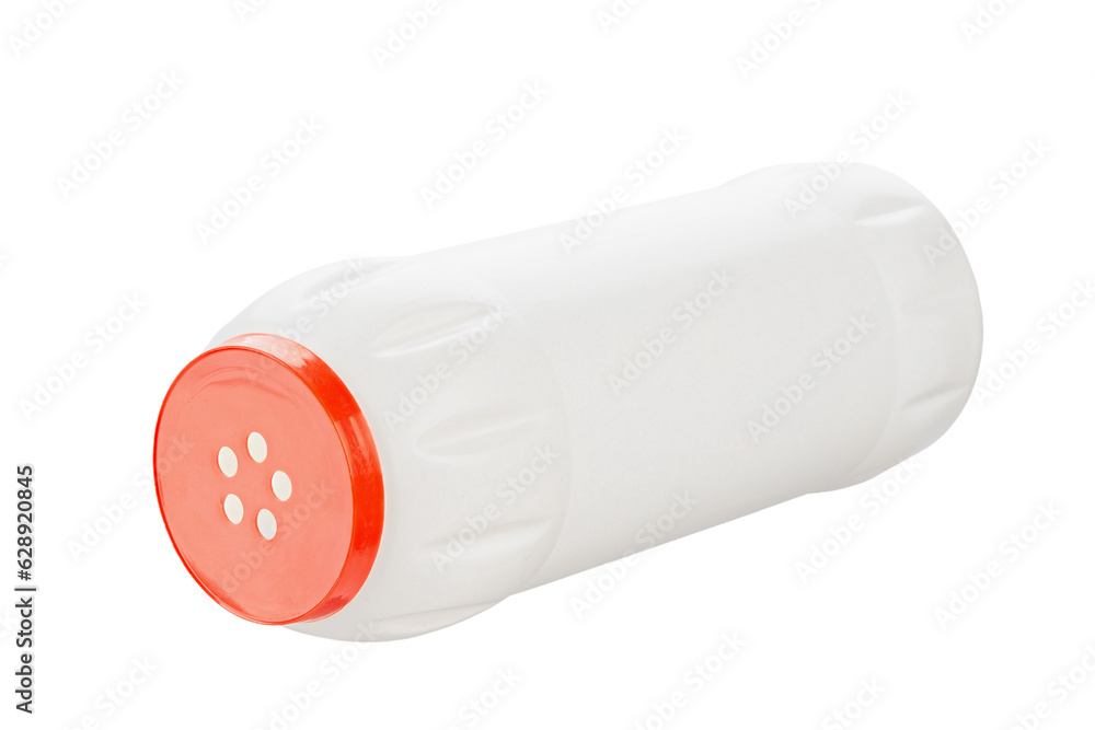 White bottle with cleaning powder isolated on white background. File contains clipping path. White bottle with cleaning powder isolated on white background. File contains clipping path.