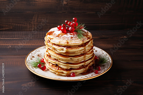 Christmas pancakes  with syrup