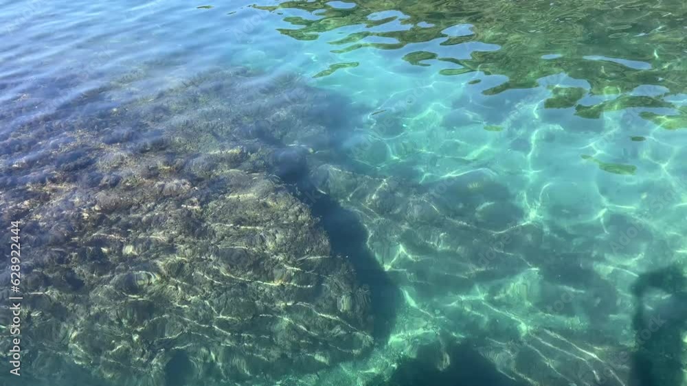 Flowing blue turquoise water in the sea Flowing blue turquoise water in the sea