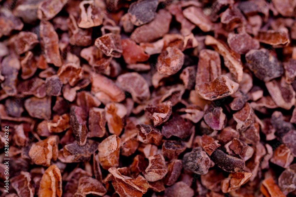 Pile of organic raw cacao nibs Pile of organic raw cacao nibs
