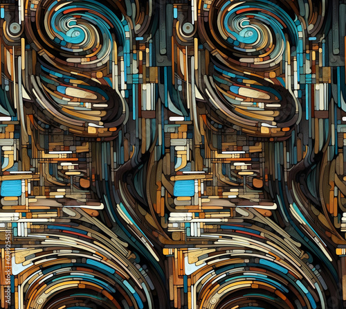 Style Colorful Abstract Seamless Tiles curve lines