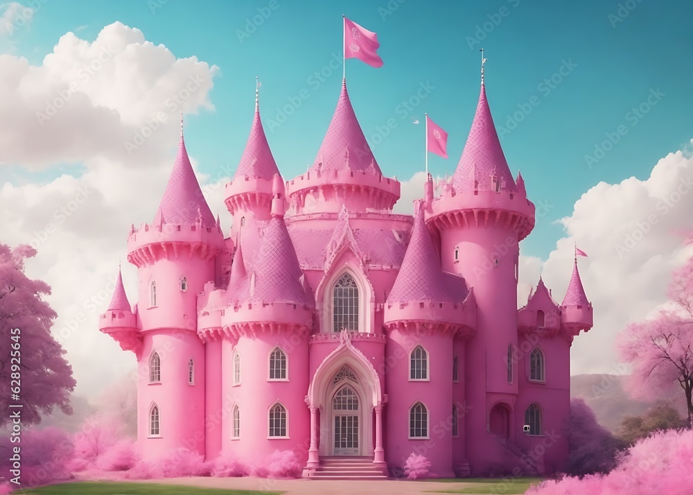 Pink castle, generative ai