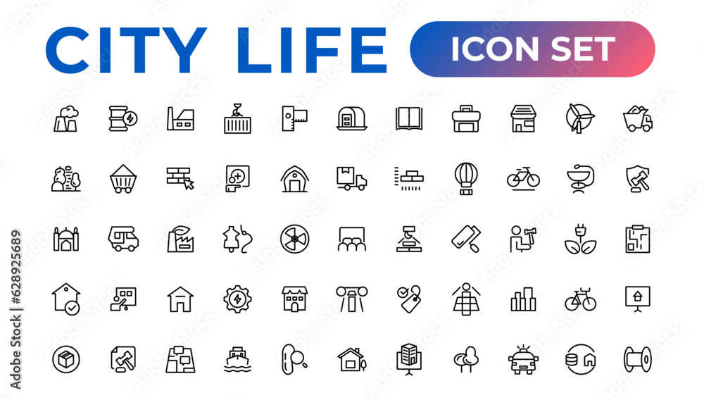 City life line icons, signs, line icon set, editable vector icon. City life line icons, signs, line icon set, editable vector icon.