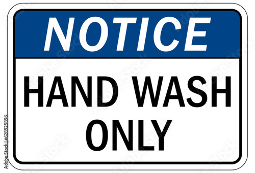 Food safety sign and labels hand wash only