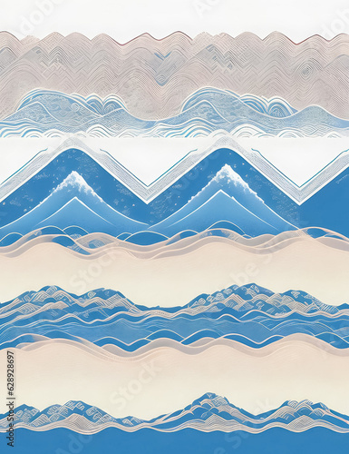 Japanese background with line wave pattern vector. Abstract template with geometric pattern. Mountain layout design in oriental style. © Sagar