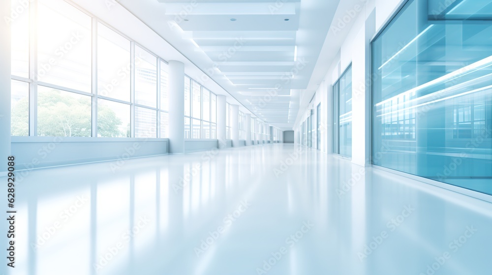 Hospital hallway, unfocused background. Generative ai Hospital hallway, unfocused background. Generative ai