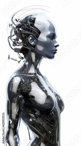 Robot concept of female humanoid made with AI generative image