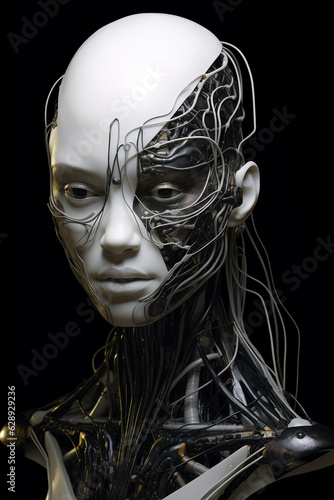 Robot concept of female humanoid made with AI generative image