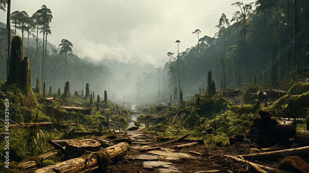 a view of an old abandoned destroyed road.generative ai a view of an old abandoned destroyed road.generative ai