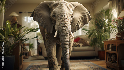big elephant in a zoo.generative ai © S...