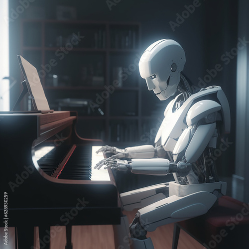 Robot Playing the Piano, Made With Generative AI