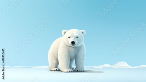 Polar Bear 3D cute simple background