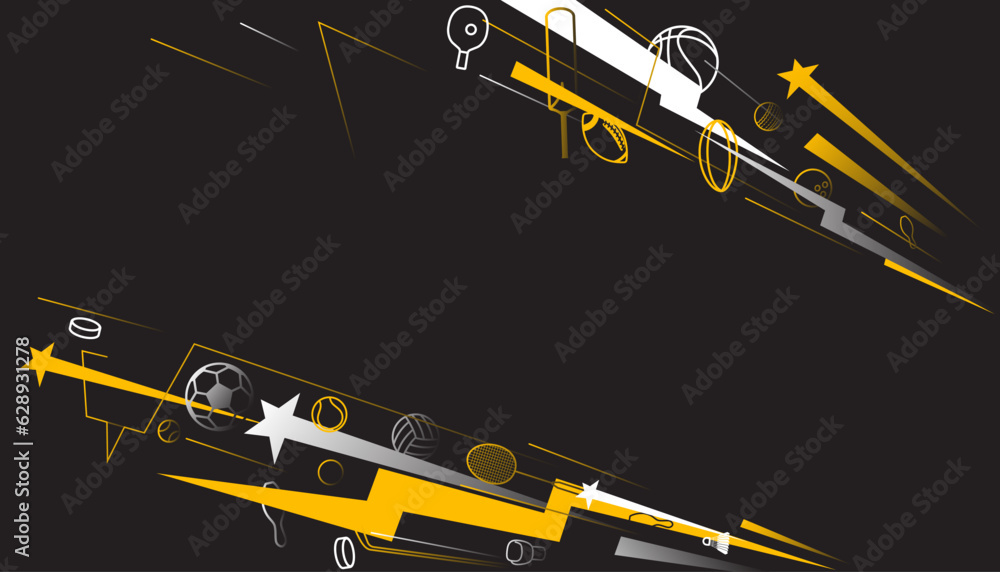 Sports abstract background design with sport equipment. Sports abstract background design with sport equipment.