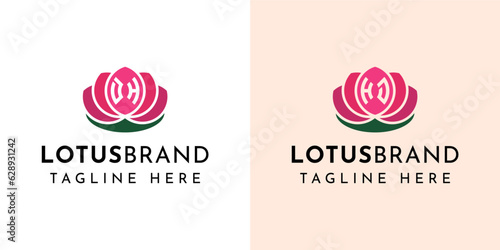 Letter DH and HD Lotus Logo Set, suitable for business related to lotus flowers with DH or HD initials.