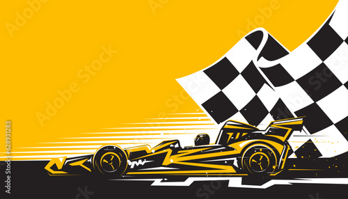 Motorsport car racing on abstract background design. Sport race